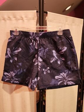 Columbia Navy Floral Elastic-Waist Bermudas